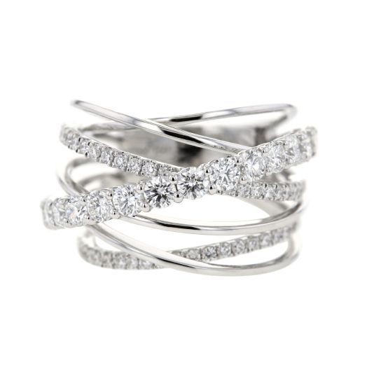 Layered white gold diamond ring