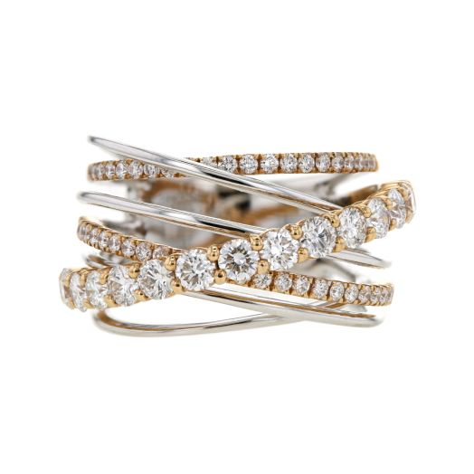 Overlapping diamond ring