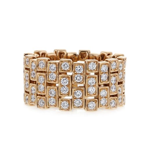rose gold weave ring with diamond rounds