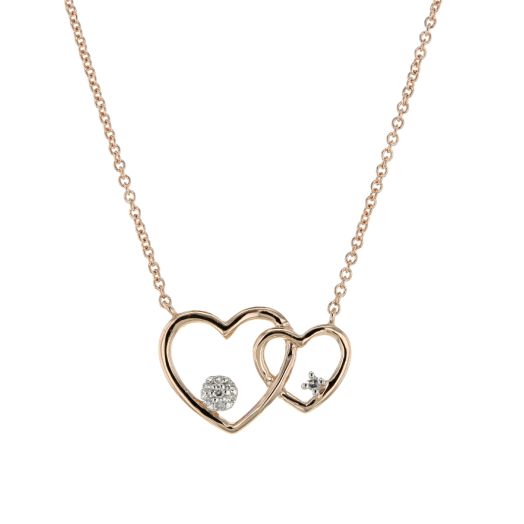 Two rose gold connecting hearts pendant necklace