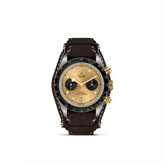 TUDOR Black Bay Chrono S&G, 41MM Gold Dial, Leather Strap