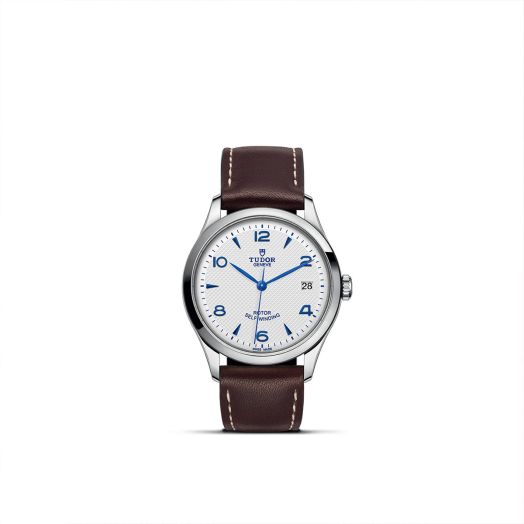 TUDOR 1926, 36MM Opaline and Blue Dial, Brown Leather Strap