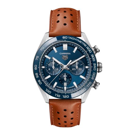 Blue dial leather band Tag Heuer watch