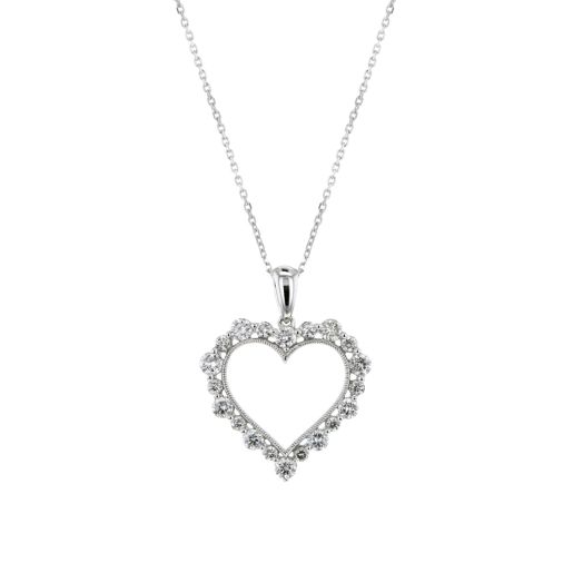 Diamond heart outline pendant necklace