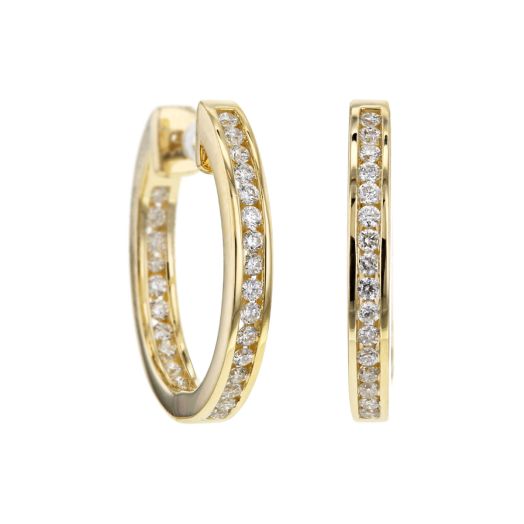 Yellow gold diamond petite hoops