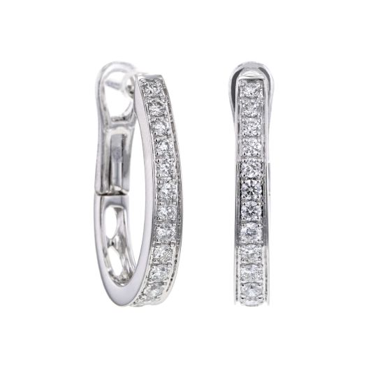 White gold diamond hoop earrings