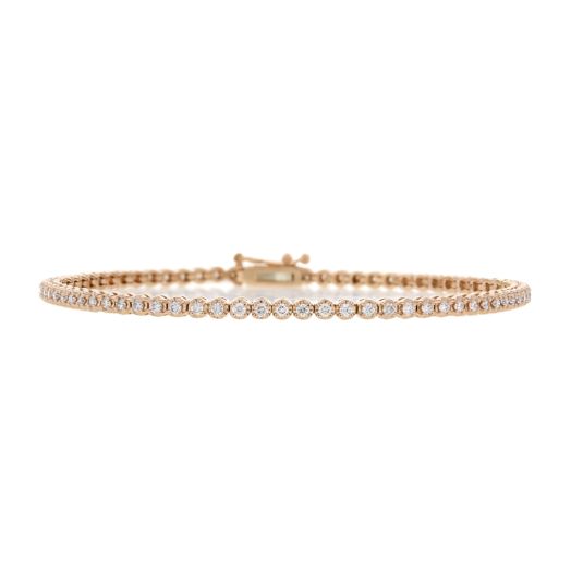 rose gold tennis bracelet with round cut diamonds