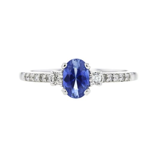 Blue sapphire and diamond ring