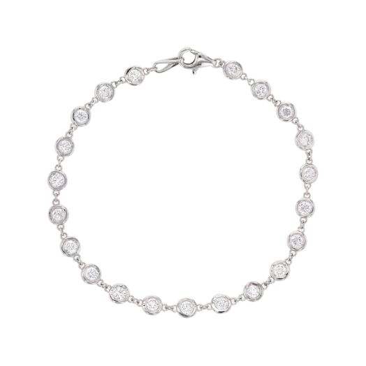 white gold bracelet with round-cut bezel set diamonds