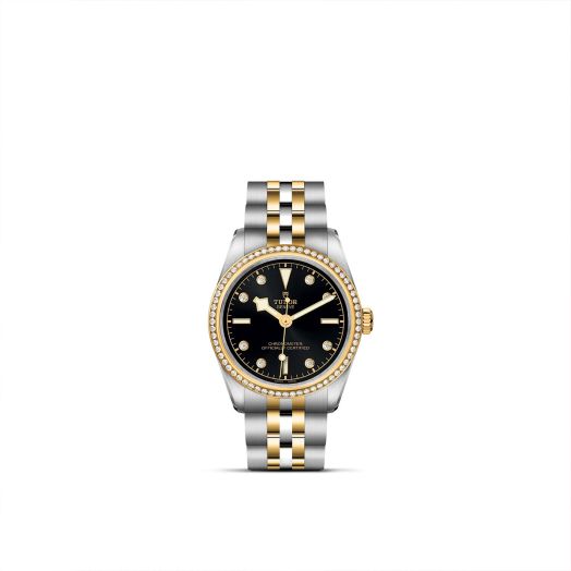 TUDOR Black Bay 31 S&G, 31MM Black Dial with Diamond Bezel, Steel and Yellow Gold Bracelet