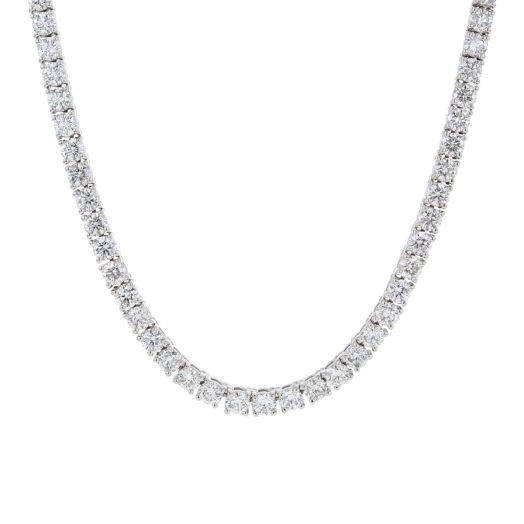 white gold necklace lined with white diamond rounds