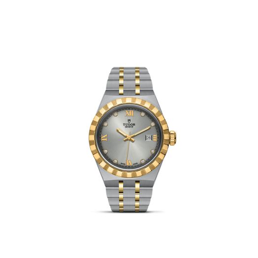 TUDOR Royal, 28MM Diamond-Set Silver Dial, Steel and Yellow Gold Bracelet