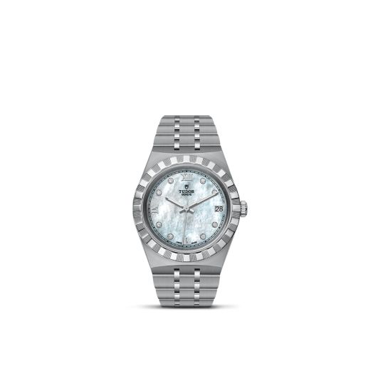 TUDOR Royal, 34MM Diamond-Set Mother-of-Pearl Dial, Satin-Brushed Integrated Steel Bracelet