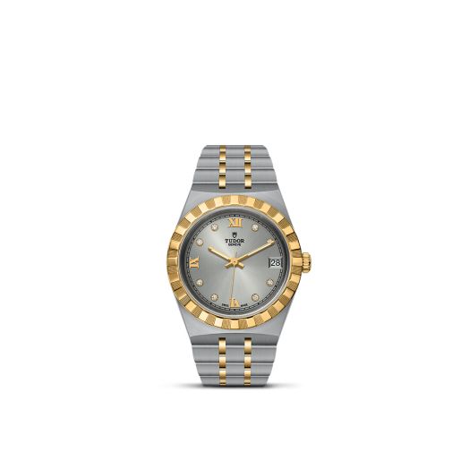 TUDOR Royal, 34MM Diamond-Set Silver Dial, Steel and Yellow Gold Bracelet