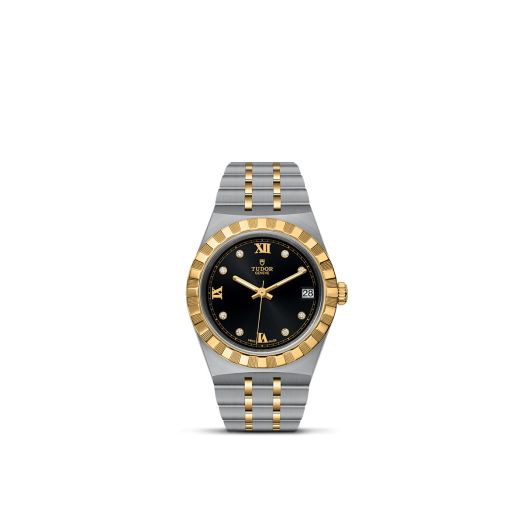 TUDOR Royal, 34MM Diamond-Set Black Dial, Steel and Yellow Gold Bracelet