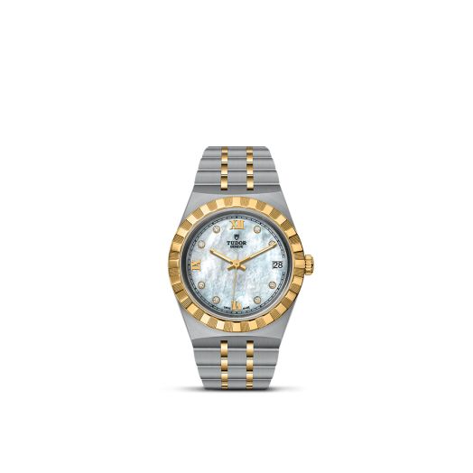 TUDOR Royal, 34MM Diamond-Set Mother-of-Pearl Dial, Steel and Yellow Gold Bracelet