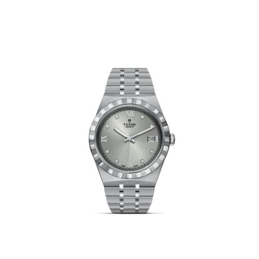 TUDOR Royal, 38MM Diamond-Set Silver Dial, Satin-Brushed Integrated Steel Bracelet
