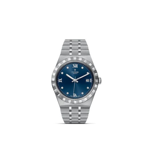 TUDOR Royal, 38MM Diamond-Set Blue Dial, Satin-Brushed Integrated Steel Bracelet
