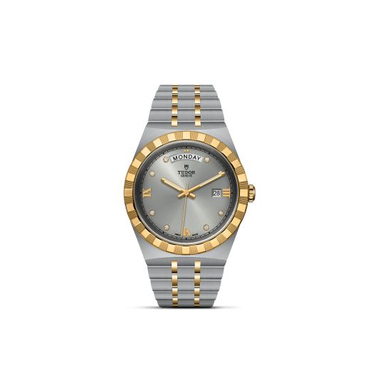 TUDOR Royal, 41MM Diamond-Set Silver Dial, Steel and Yellow Gold Bracelet