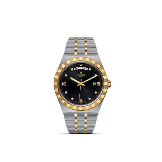 TUDOR Royal, 41MM Diamond-Set Black Dial, Steel and Yellow Gold Bracelet