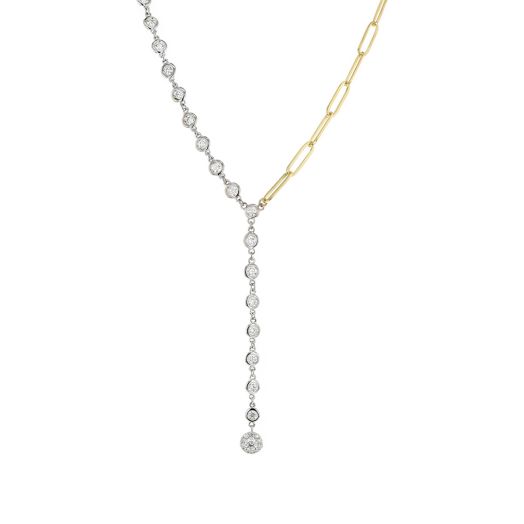 Diamond and paperclip lariat necklace