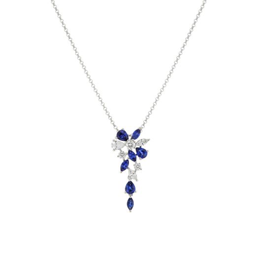 multi diamond and sapphire pendant necklace