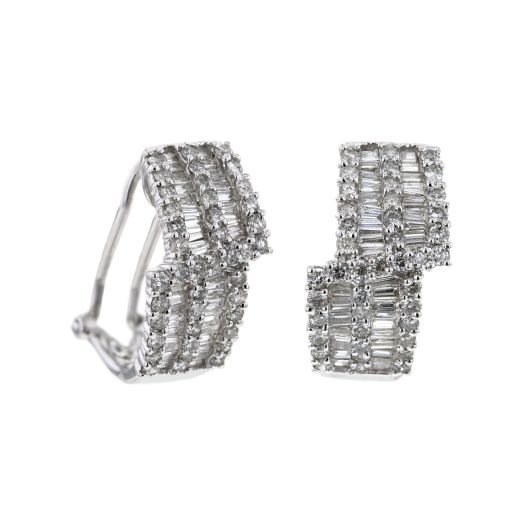 white gold offset diamond earrings