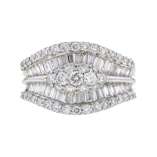 multi diamond tiered ring on white gold