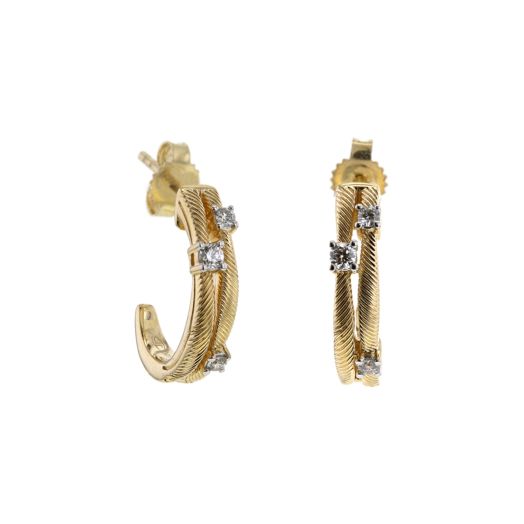 Yellow gold and diamong hoop earrings