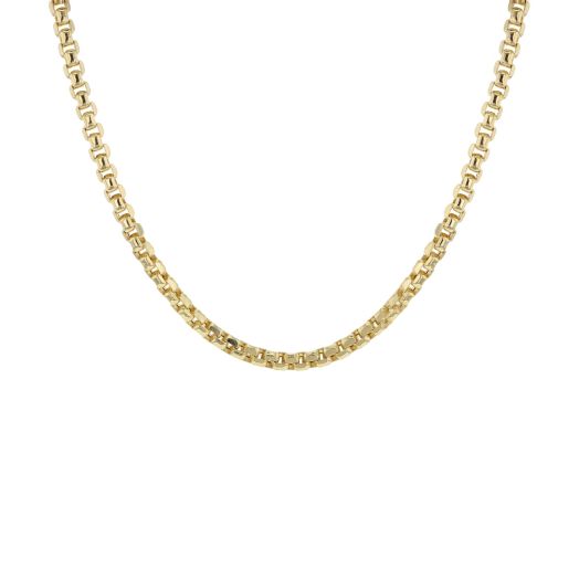 yellow gold necklace with round box chain
