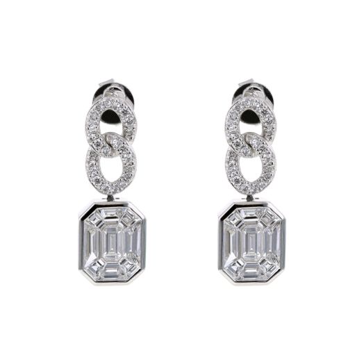 Baguette cut diamond earrings