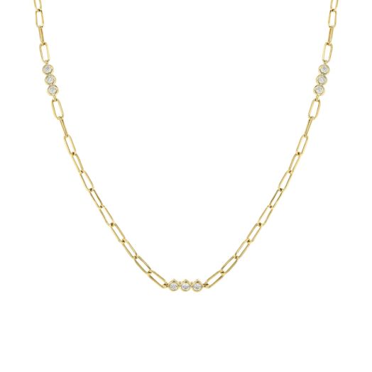 Paperclip Necklace with Diamond Stations