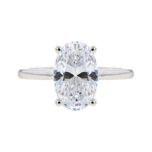 Oval Center Solitaire Engagement Ring Setting with Hidden Halo