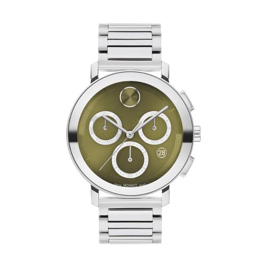 42MM stainless steel case, green dial, and stainless steel link bracelet