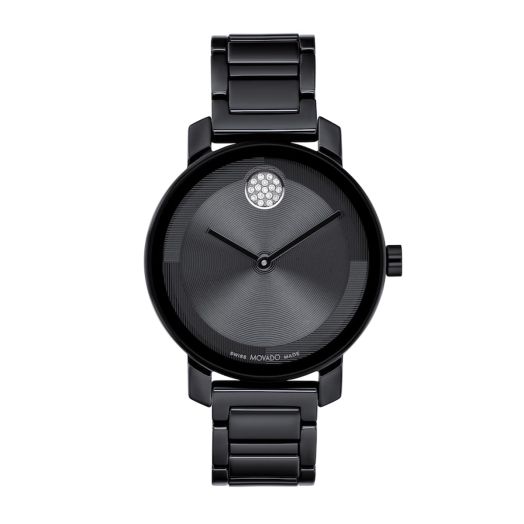 34MM black ion-plated case, black dial, and black link bracelet