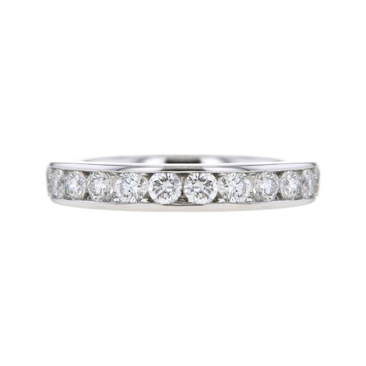 white gold band with round diamonds