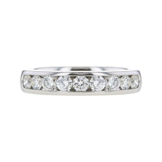 White gold diamond band crafted with a channel setting