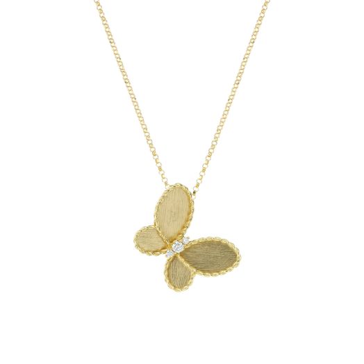 Roberto Coin 18K Yellow Gold Jasmine Butterfly Necklace with Diamond Accents