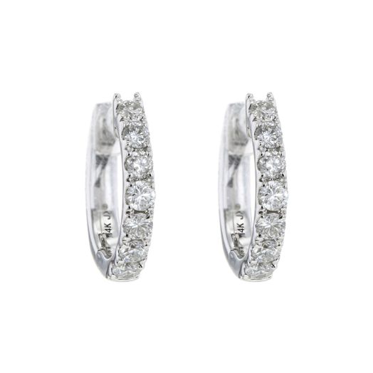 Diamond hoop earrings crafted in 14K white gold
