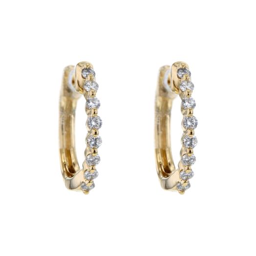 Diamond hoop earrings crafted in yellow gold