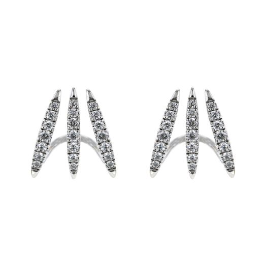 White gold triple hoop diamond earrings