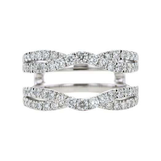 Layered diamond cradle, crafted in 14K white gold. 