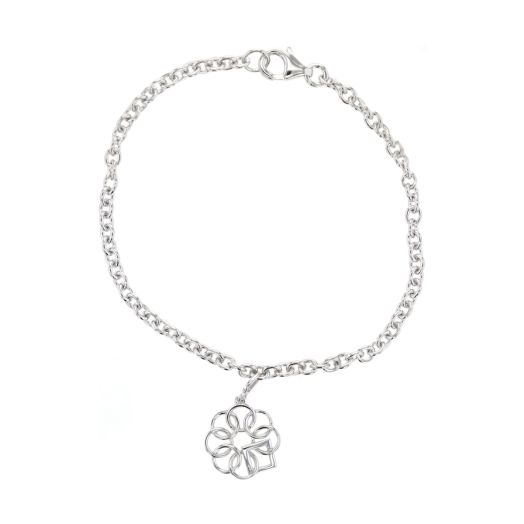 sterling silver chain link bracelet with interlocking circle pendant