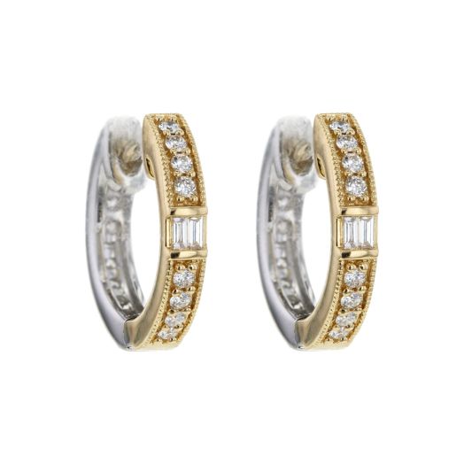 Two-tone gold huggie hoops