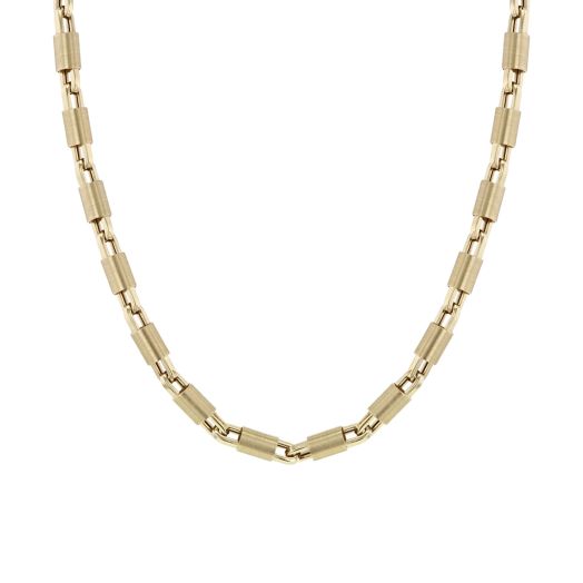 yellow gold barrell link necklace