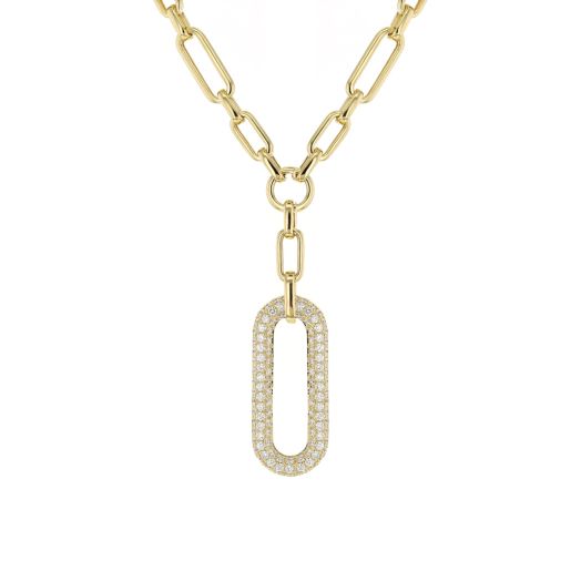 Yellow gold and diamond toggle necklace