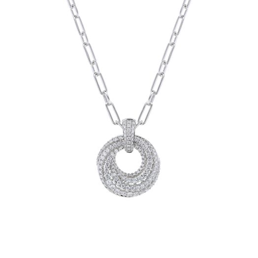 Circle layered diamond necklace