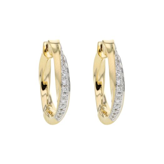 Yellow gold diamond hoop earrings