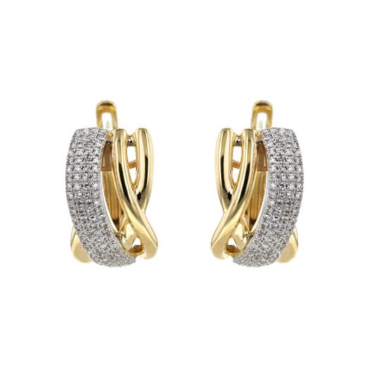 Diamond and yellow gold hoop earrings
