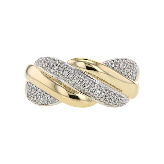 Yellow gold and diamond twist ring